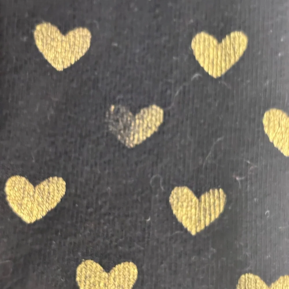 Kids Footed Tights Girls L 12-16 Black Gold Hearts Foil Footed‎ Sparkle Dance